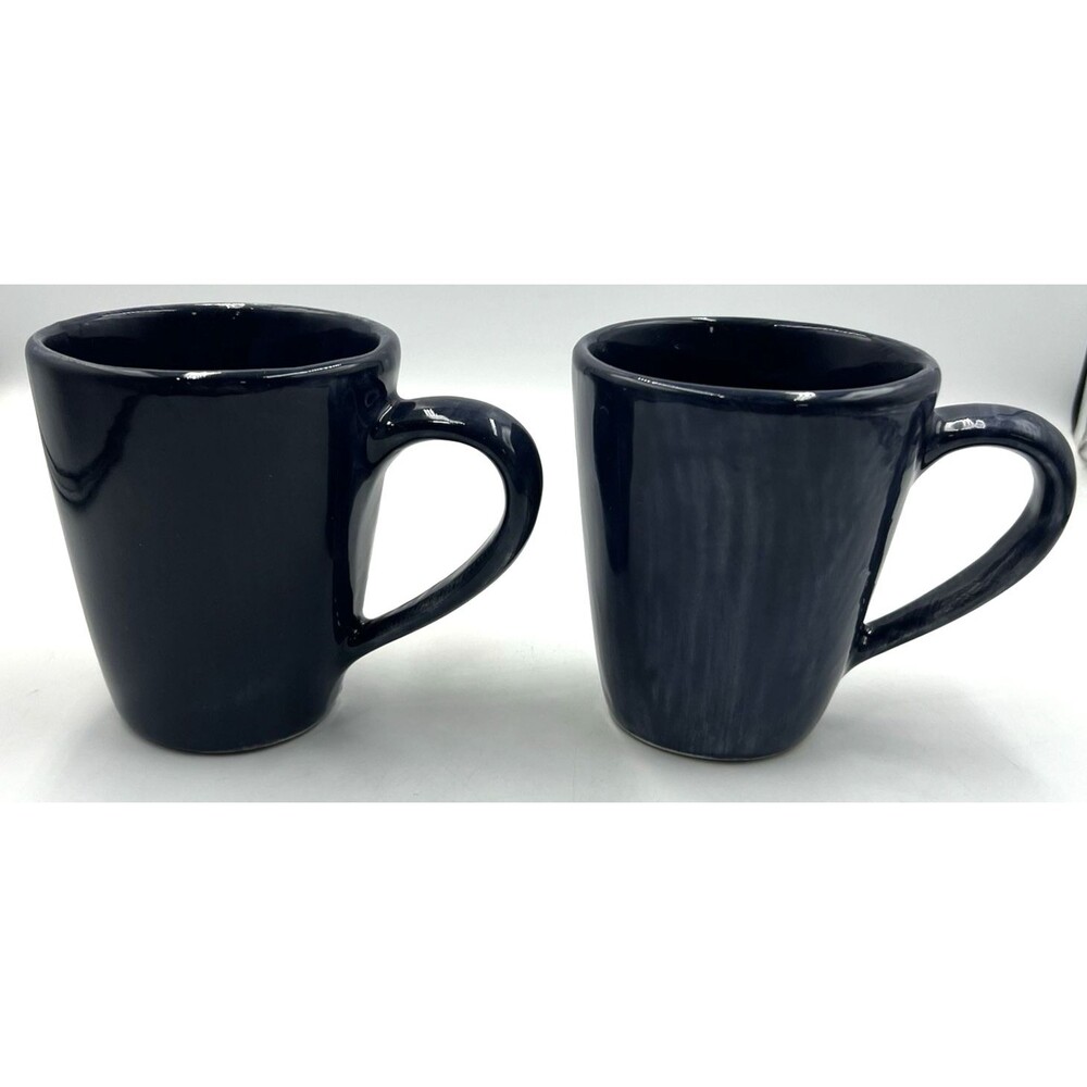 Coffee Mugs Set of 2 Pottery Barn Sausalito Sapphire Blue Stoneware Large 16oz
